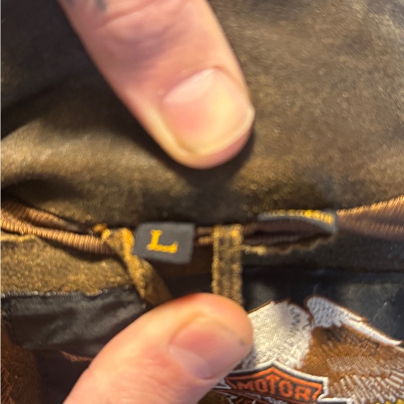 Vintage 90’s Y2K Harley Davidson Billings Distressed Mens LARGE Leather Jacket - Picture 5 of 12